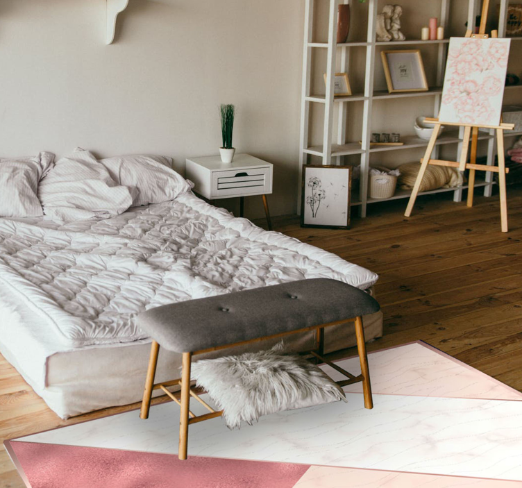 Triangular marble bedroom vinyl rug - TenStickers