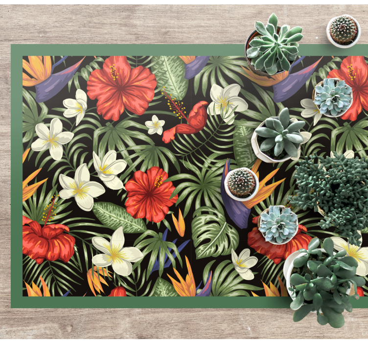 Tropical colorful pattern flower vinyl rug - TenStickers