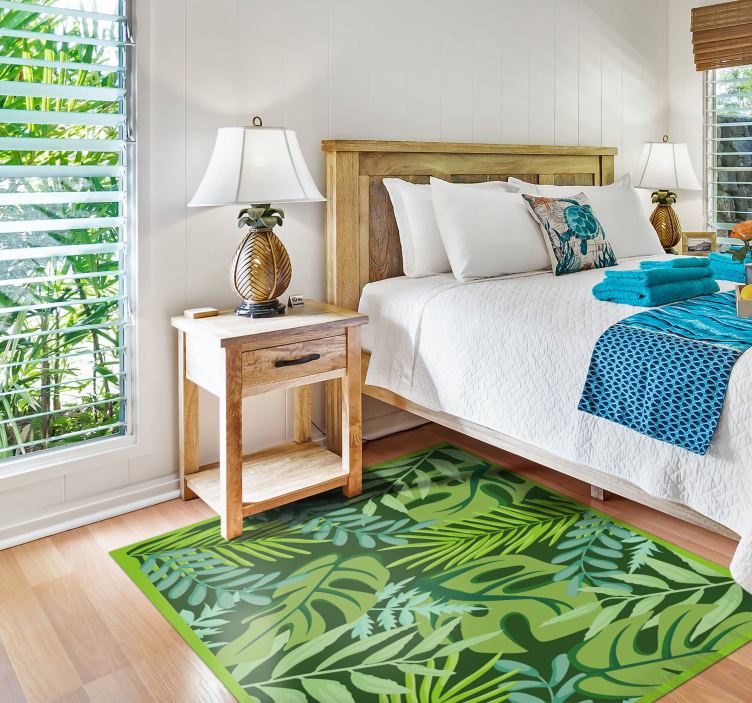 Tropical Foliage Decor flower vinyl rug - TenStickers