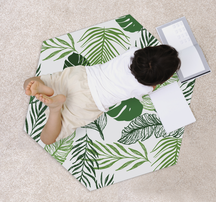 Tropical Foliage Hexagon flower vinyl rug - TenStickers