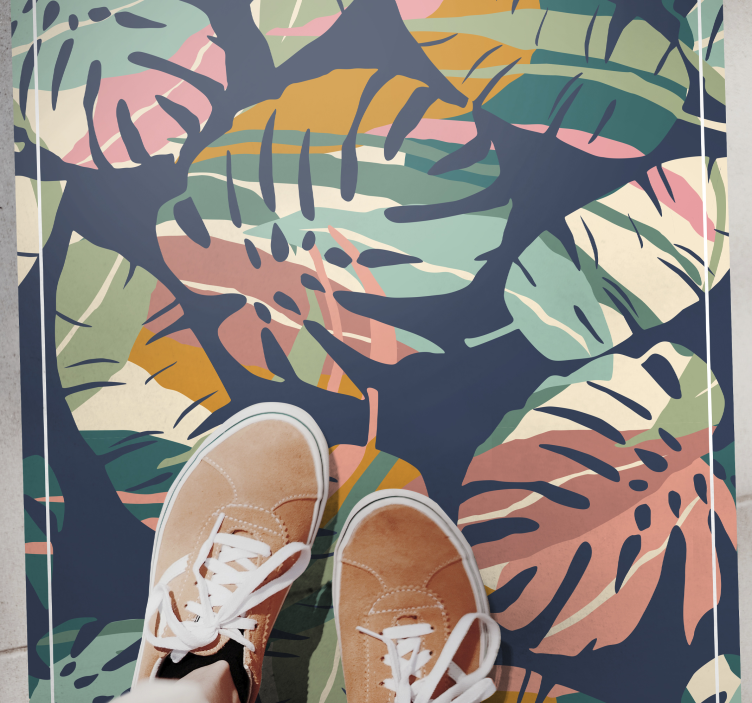Tropical Leaf Concept nature vinyl rug - TenStickers