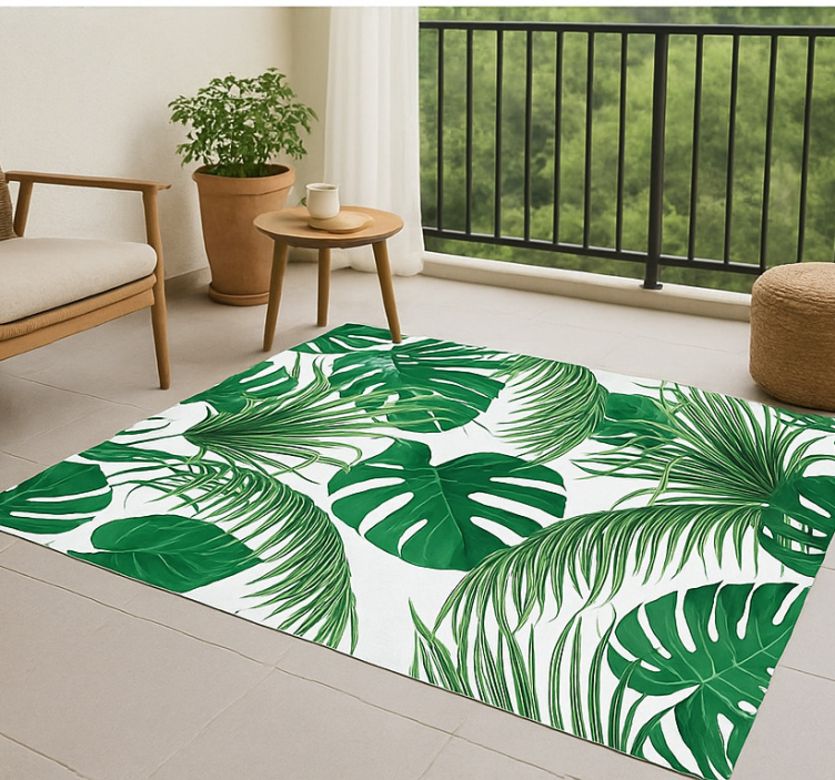 Tropical leaves design outdoor vinyl rug - TenStickers