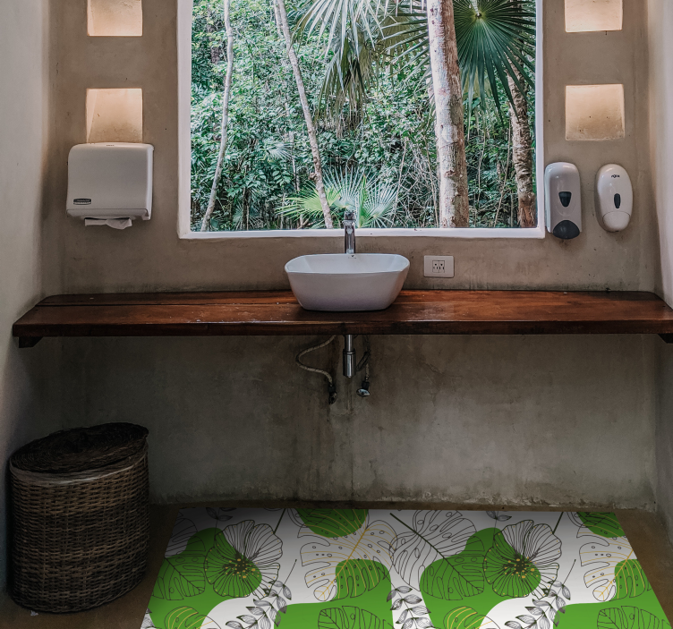 Tropical Monstera flower vinyl rug - TenStickers