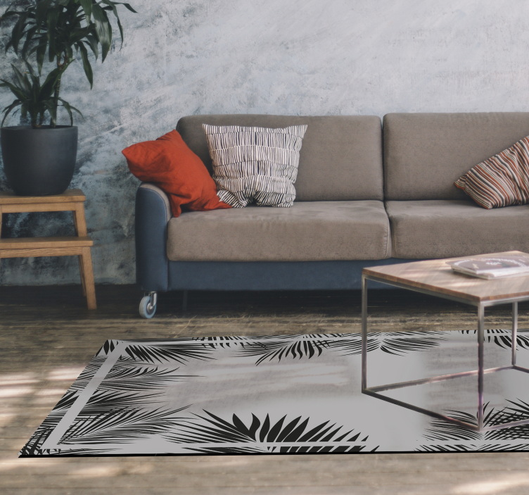 Tropical Palm Silhouette flower vinyl rug - TenStickers