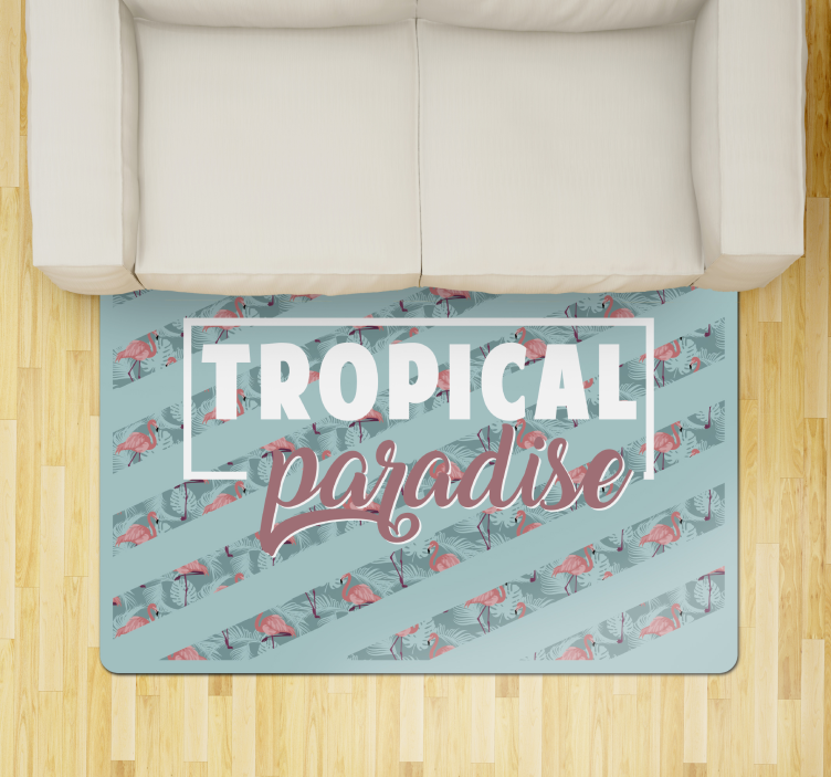 Tropical paradise text flamingos animal rug - TenStickers