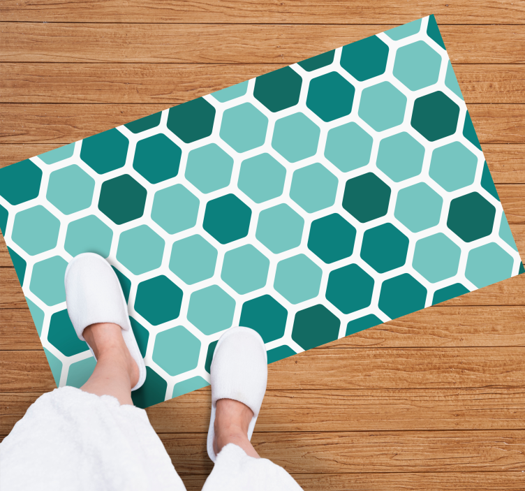 Turquoise hexagons pattern geometric rugs - TenStickers