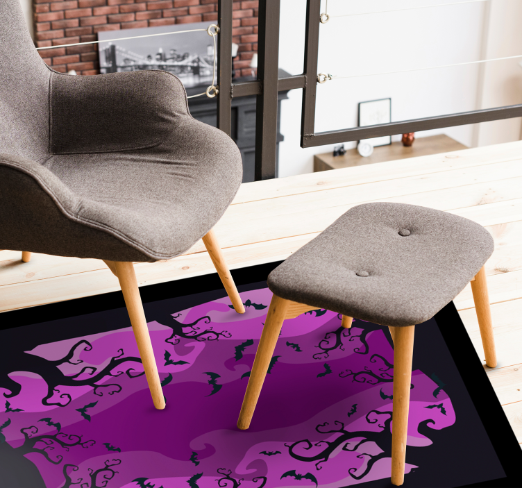 Twirly tree branches and bats vinyl rugs - TenStickers
