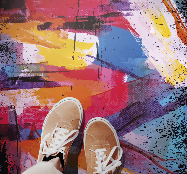 Vibrant Abstract Splash modern vinyl rug - TenStickers