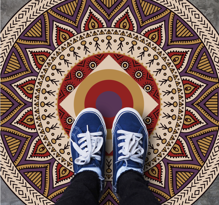 Vibrant Circular Pattern mandala vinyl rug - TenStickers