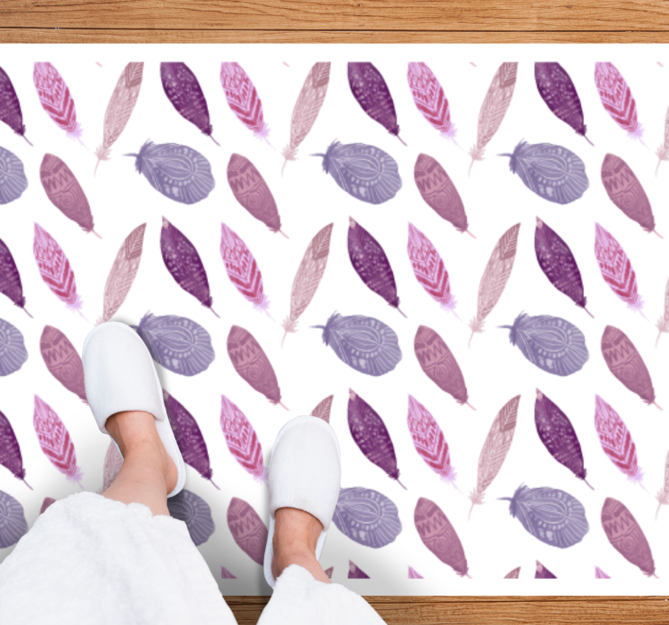 Vibrant Feather Motif nature vinyl rug - TenStickers