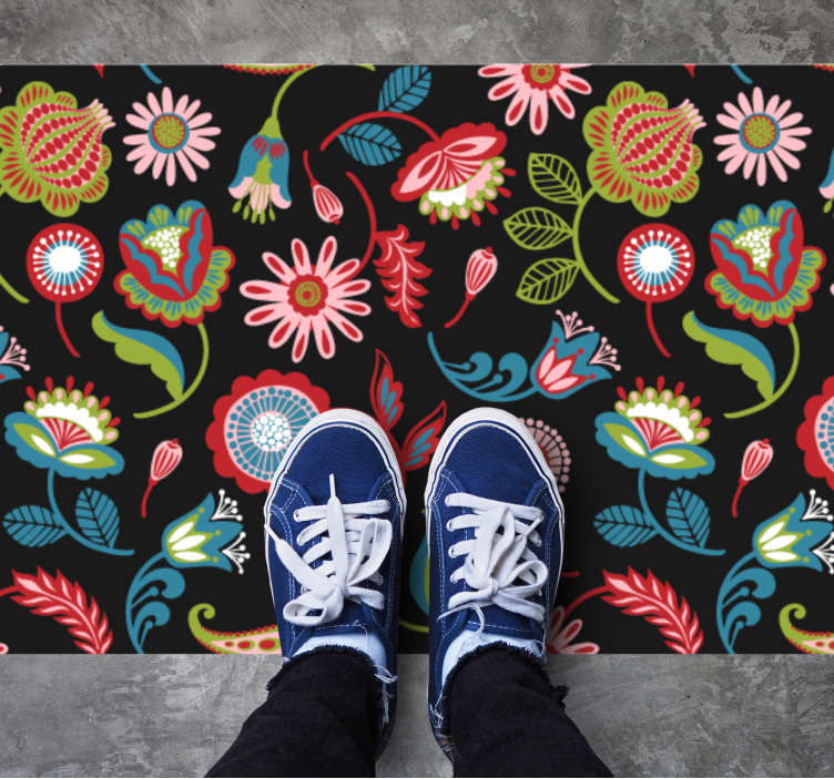 Vibrant Floral Inspiration flower vinyl rug - TenStickers