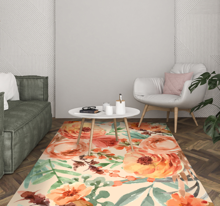 Vibrant Showcase nature flower vinyl rug - TenStickers