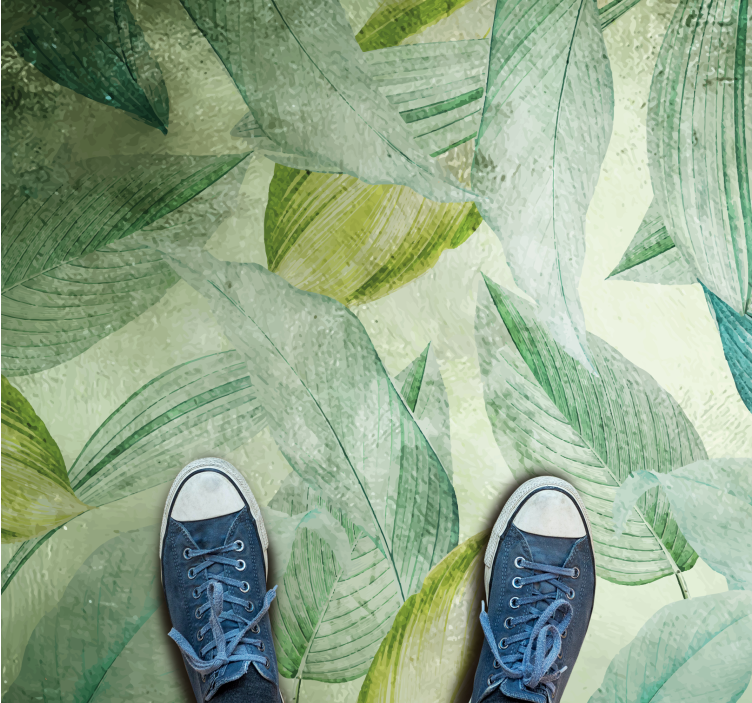 Vibrant Greenery Motif nature vinyl rug - TenStickers
