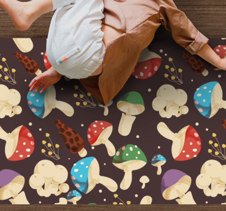 Vibrant Mushroom Motifs flower vinyl rug - TenStickers