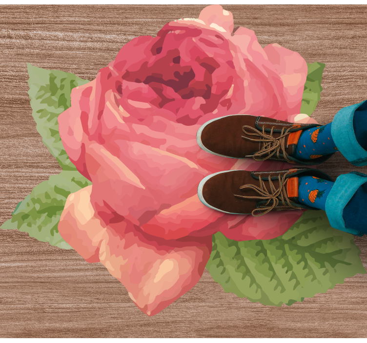 Vibrant Rose Blossom flower vinyl rug - TenStickers