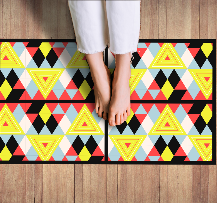 Vibrant triangules geometric vinyl rug - TenStickers