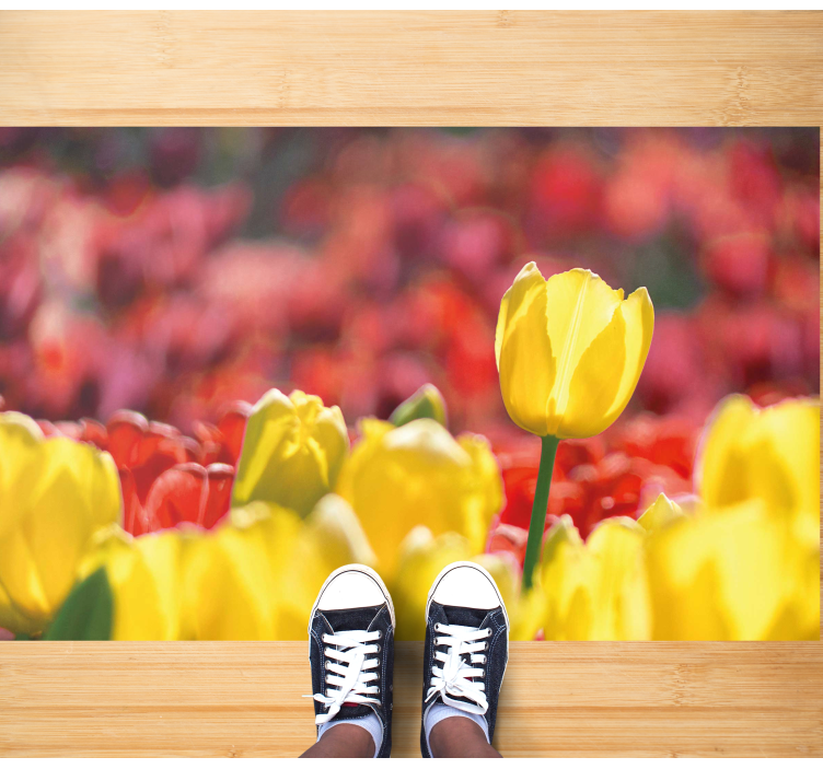 Yellow tulip blooms flower vinyl rug - TenStickers