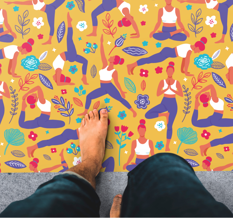 Vibrant Yoga Motifs teenager vinyl rug - TenStickers
