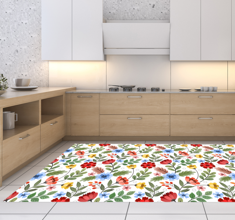 Vintage flower bouquet kitchen floor tiles - TenStickers