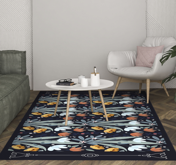 vintage flowers floral rug - TenStickers