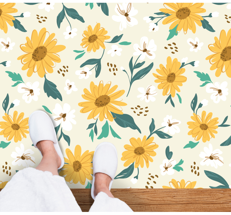 Vintage sunflowers and daisy flowers floral rug - TenStickers