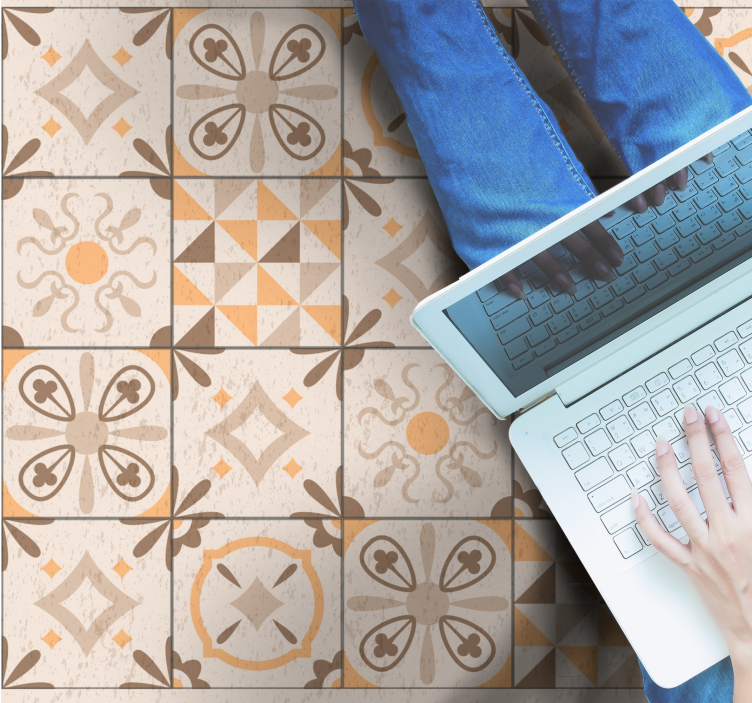 Vintage Tile Motifs marble vinyl rug - TenStickers