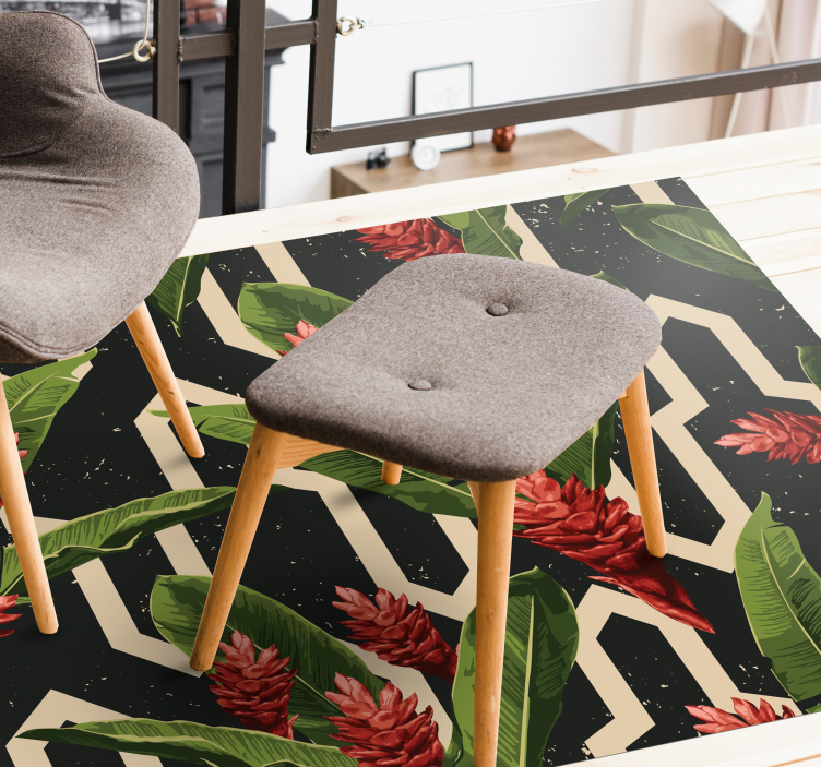 Vintage tropical leaves floral rug - TenStickers