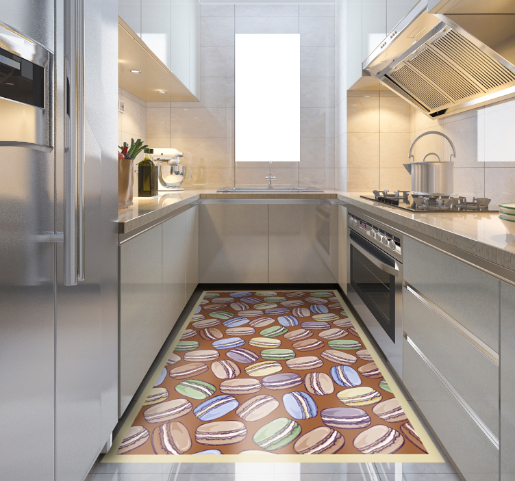 vinyl rug for kitchen macarons modern rug - TenStickers