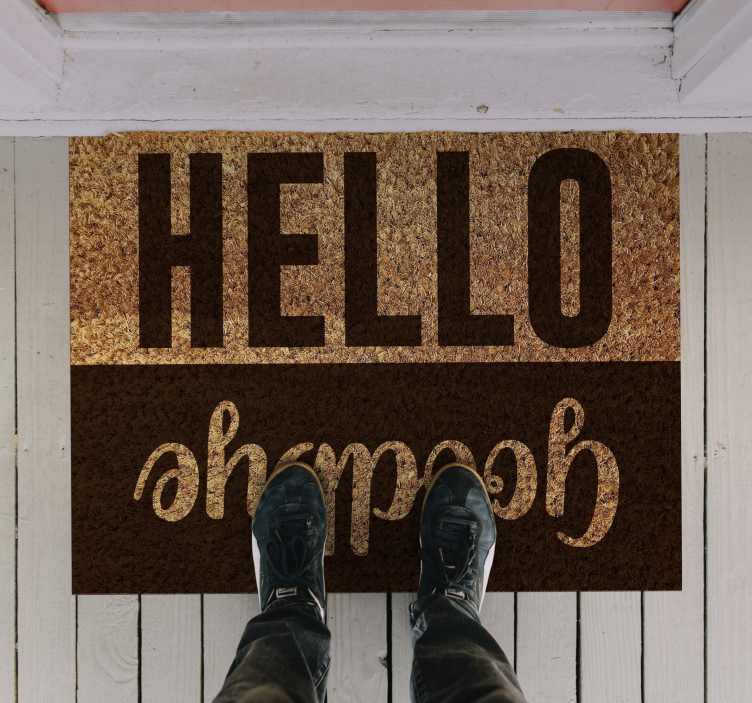 Hello goodbye textured entrance hall vinyl rug - TenStickers