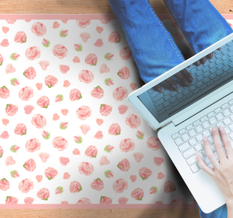 Watercolor roses in pink floral rug - TenStickers