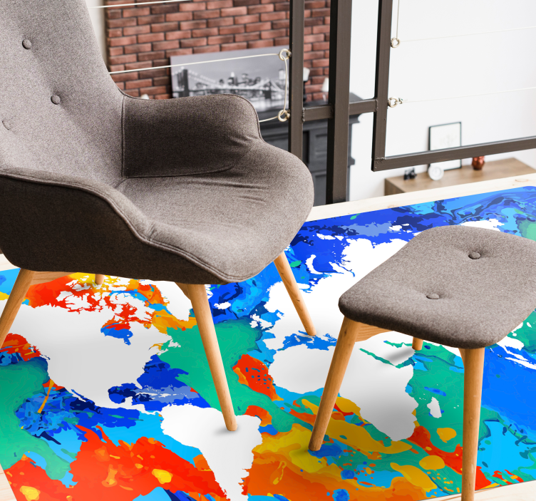 Watercolour tones  world map rug - TenStickers