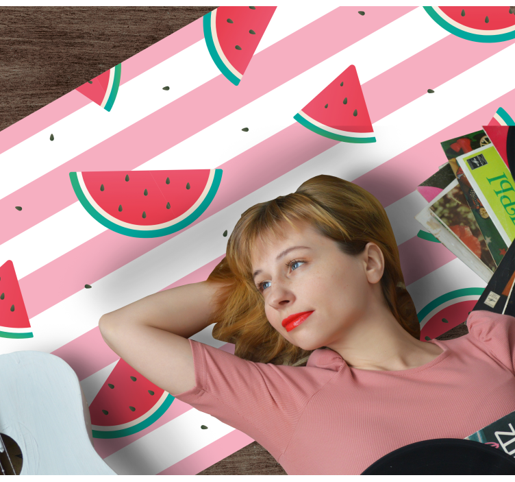 Watermelon Slice Illustration kitchen vinyl rug - TenStickers