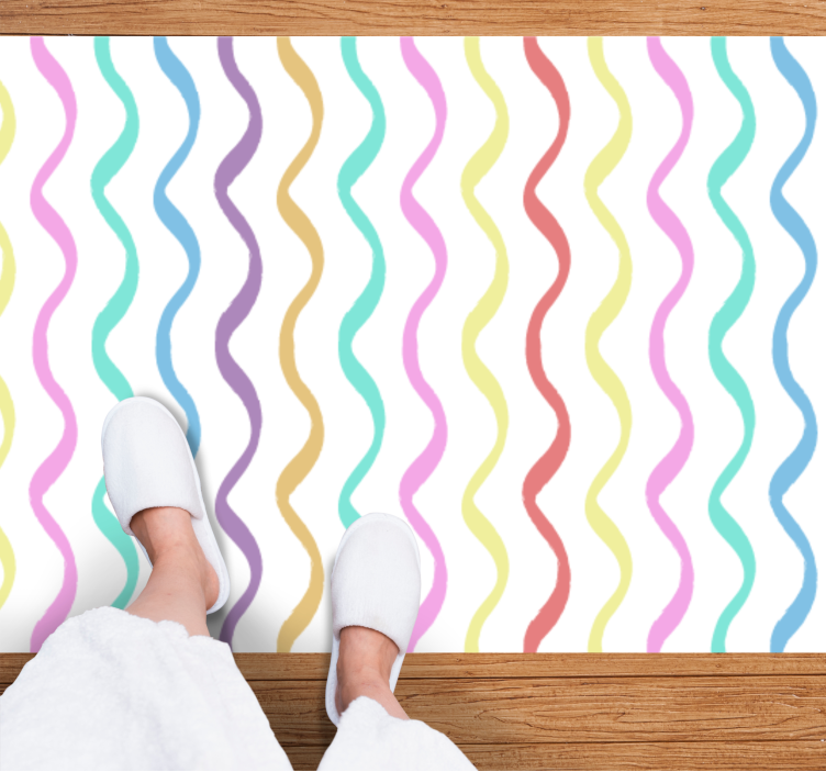 Wavy colorful lines nordic vinyl rug - TenStickers