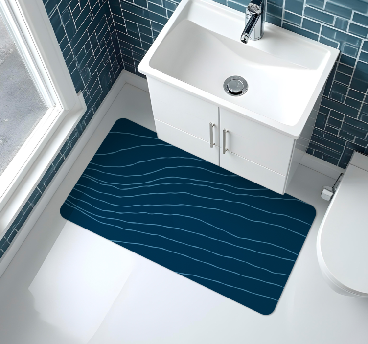 Wavy line patterns bathroom vinyl rug - TenStickers