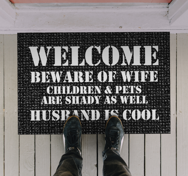 Welcome mat husband is cool entrance hall tiles - TenStickers