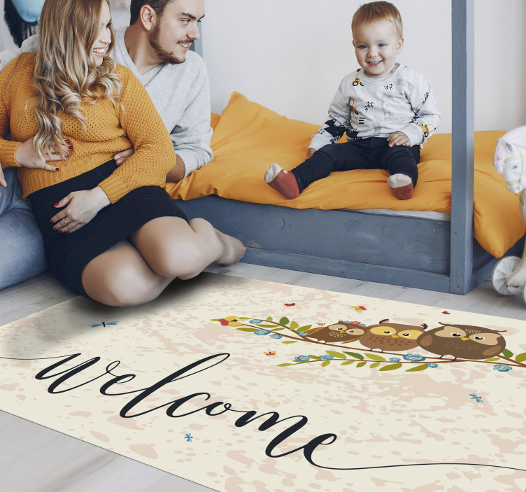 Welcome Owl Entrance Vinyl Rug - TenStickers