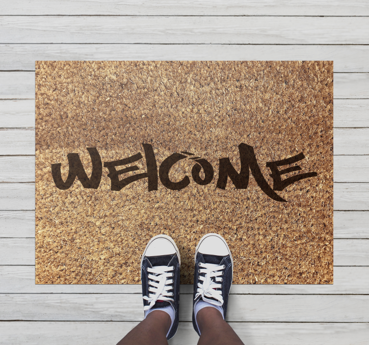 Welcome coir young style custom vinyl rug - TenStickers