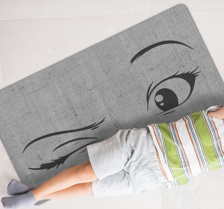 Winking female anime eyes vinyl rug - TenStickers