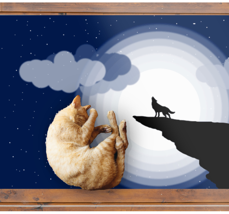 Wolf silhouette moon behind modern rug - TenStickers
