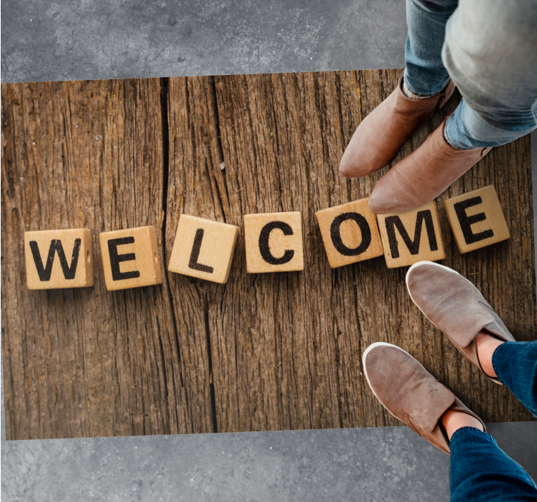 Wooden Alphabet Welcome custom rug - TenStickers