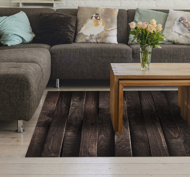 Wooden plank vintage wood effect vinyl rug - TenStickers