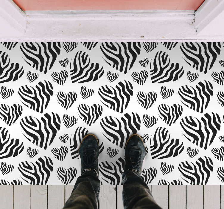 Zebra animal print heart animal print vinyl rug - TenStickers