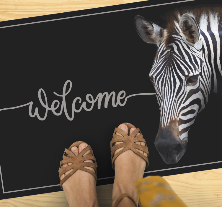 Zebra Welcome Graphic custom vinyl rug - TenStickers