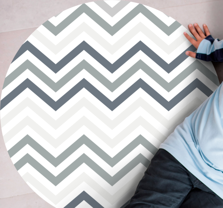 Zig zag gray lines nordic pattern circular rug - TenStickers