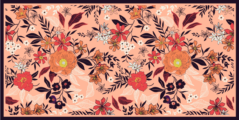 Botanical Garden Tapestry flower vinyl rug - TenStickers