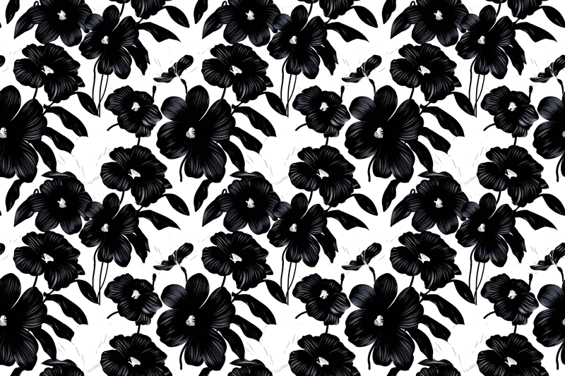 black poppy flower vinyl rug - TenStickers