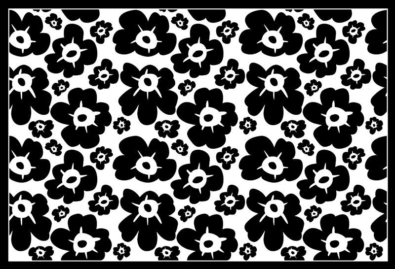 Flower vinyl rug black poppy - TenStickers