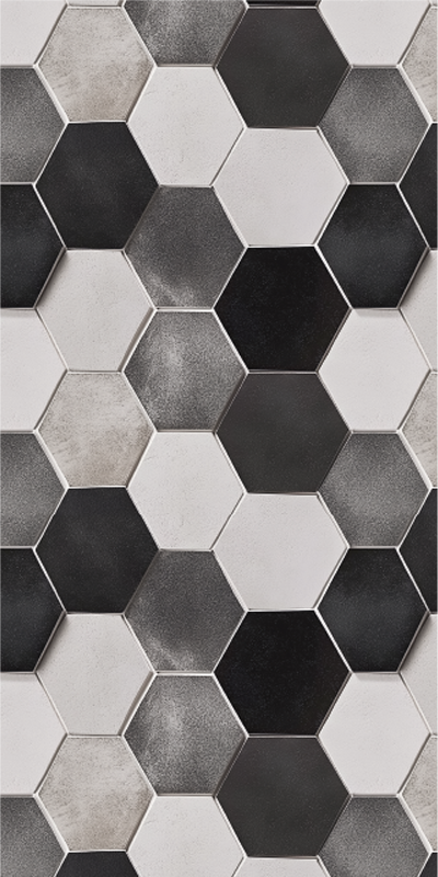 Grey hexagons kitchen vinyl rug - TenStickers