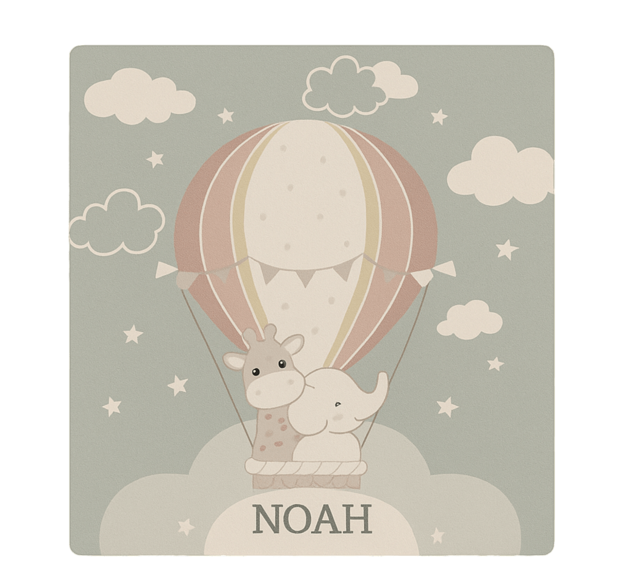 Pastel hot air balloon personalized vinyl rug - TenStickers