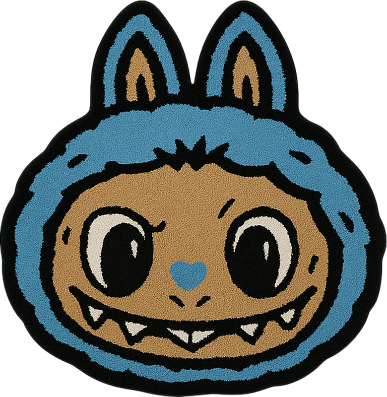 Blue Labubu design vinyl rug - TenStickers